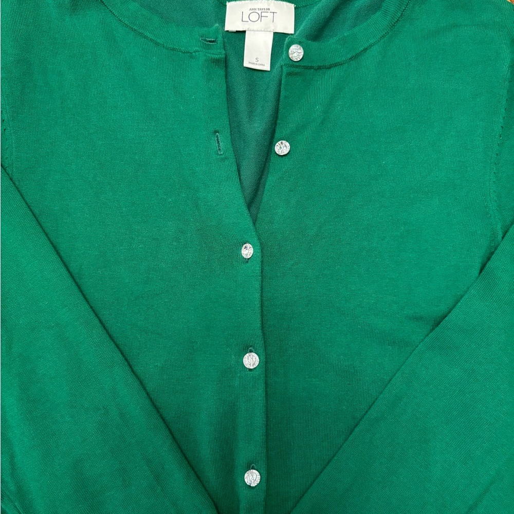 Loft sweater small green rhinestones